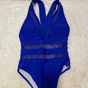 Blue woman’s bathing suit